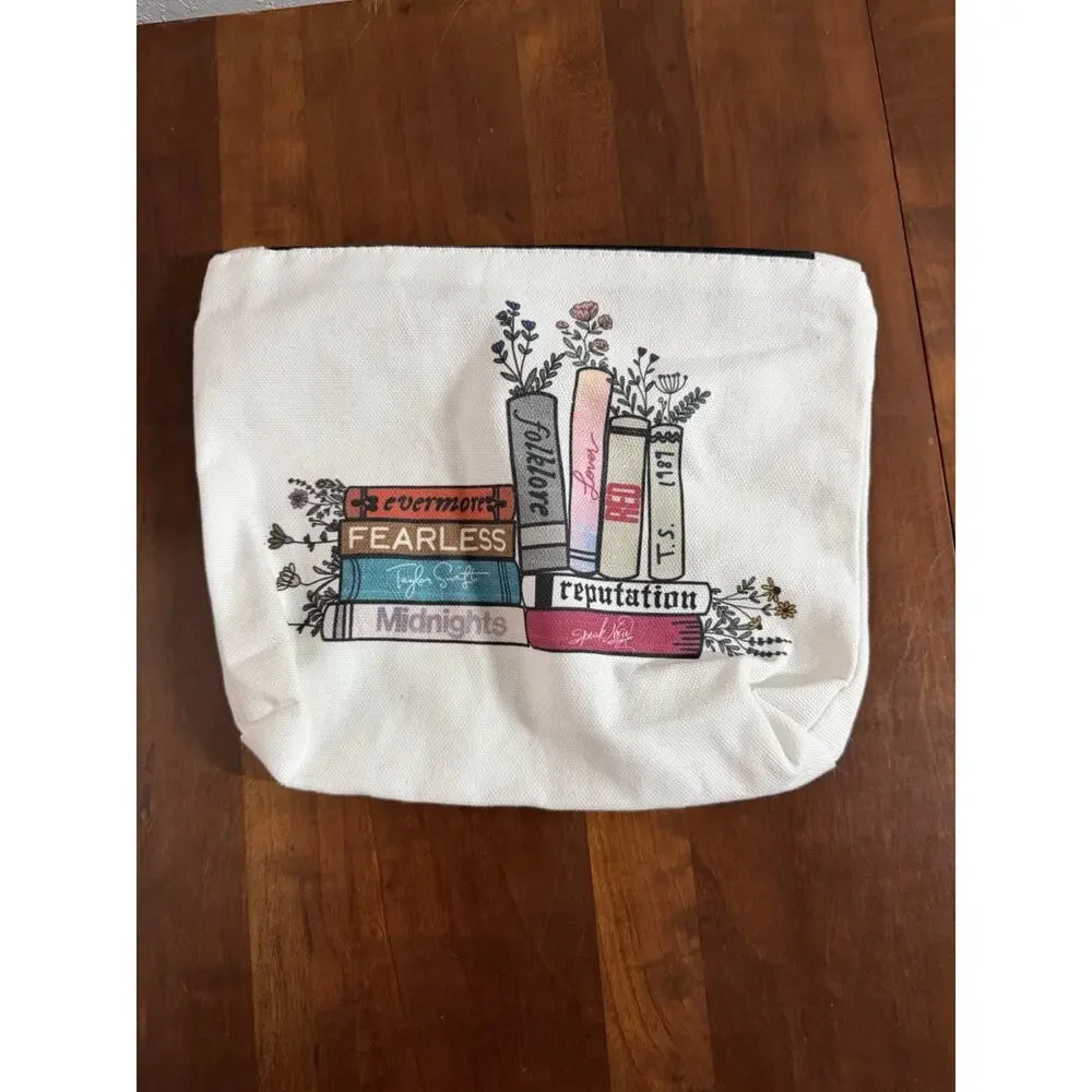 Taylor Swift Eras Albums Books Cosmetic Travel Makeup Bag Zip Close Girlhoodcore